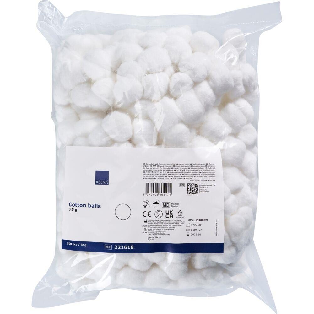 Vatkugler - Abena - 100% Bomuld - Hvid - Engangs - 500 stk