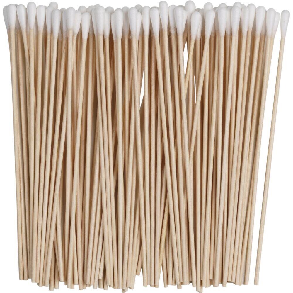 Vatpind - 15 cm - Træskaft - Vat i én ende - 100 stk