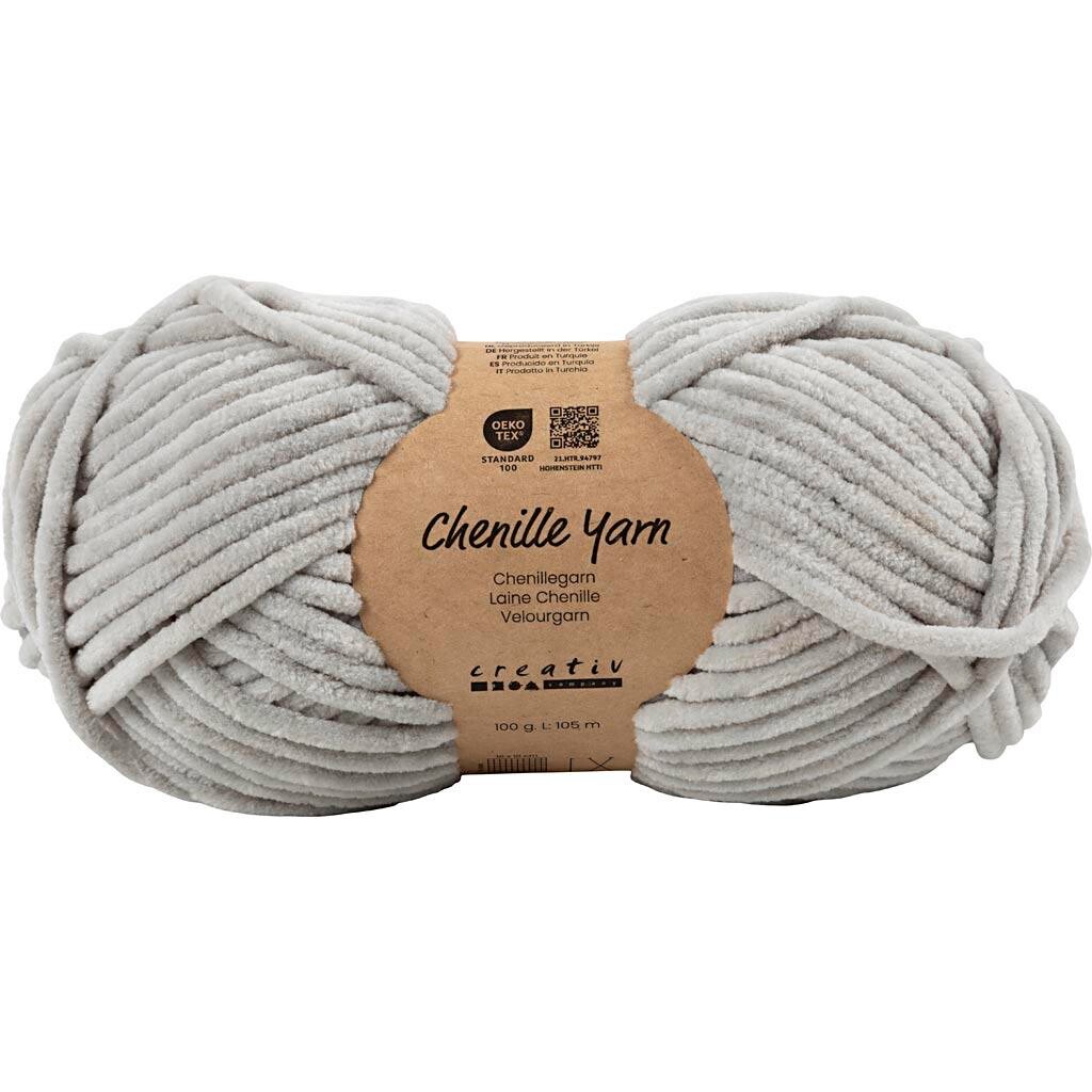 Velourgarn, L: 105 m, pind 5-6, grå, 100 g/ 1 ngl.