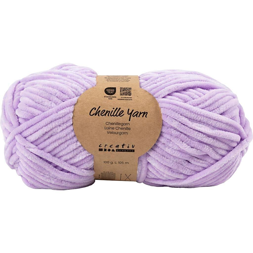 Velourgarn, L: 105 m, pind 5-6, lilla, 100 g/ 1 ngl.