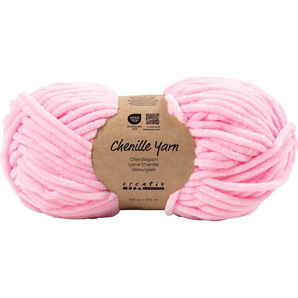 Velourgarn, L: 105 m, pind 5-6, lys pink, 100 g/ 1 ngl.