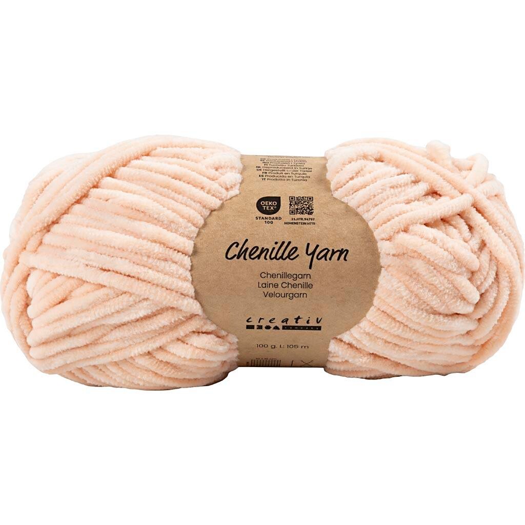 Velourgarn, L: 105 m, pind 5-6, lys rød, 100 g/ 1 ngl.
