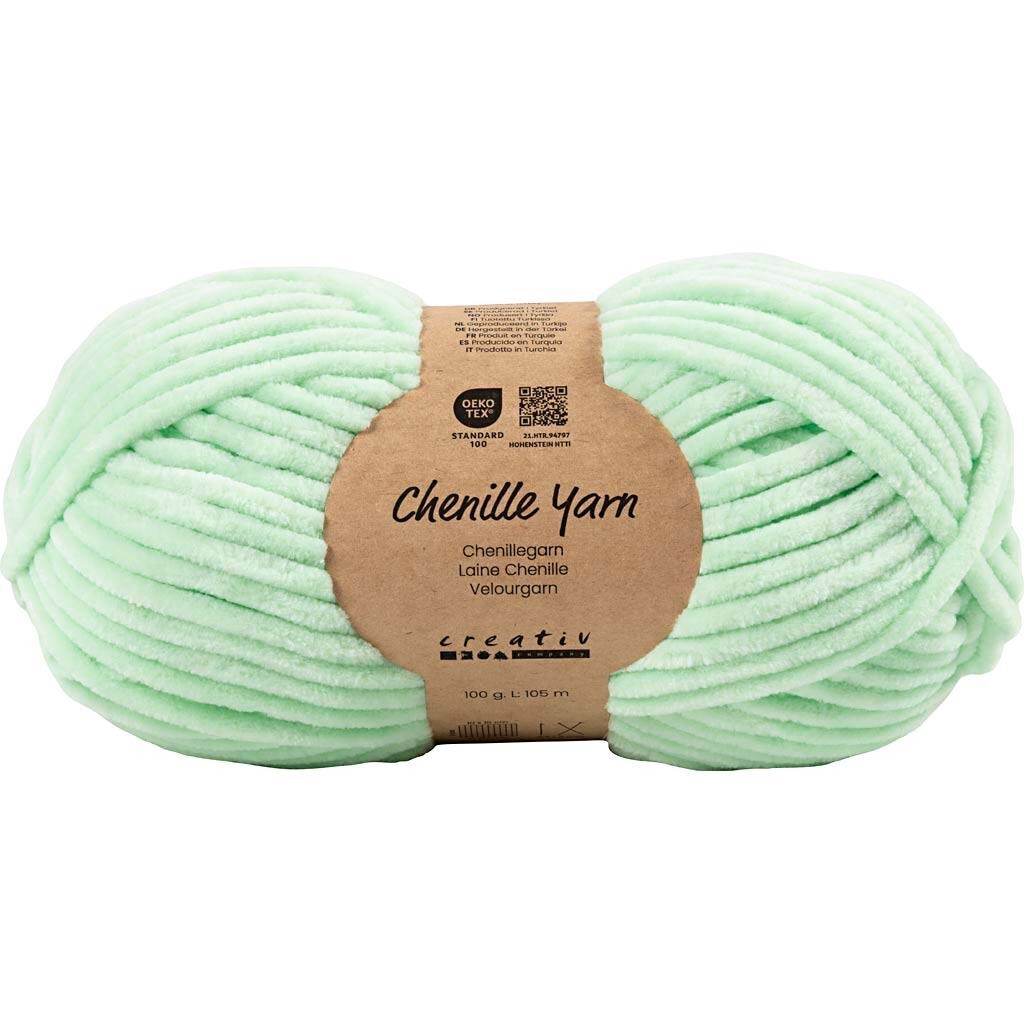 Velourgarn, L: 105 m, pind 5-6, mint grøn, 100 g/ 1 ngl.