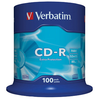 CD-R - Verbatim 700MB|80min 52x spindle - 100 stk