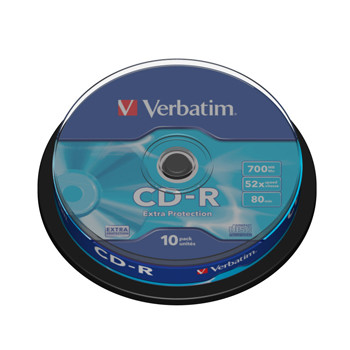 CD-R - Verbatim 700MB|80min 52x spindle - 10 stk
