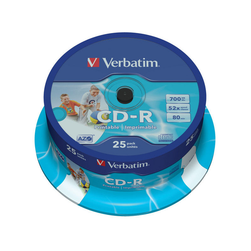 CD-R AZO - Verbatim 52X Printable spindel - 25 stk