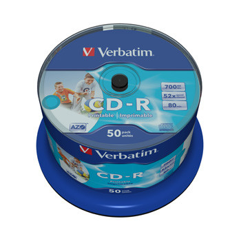 CD-R - Verbatim Wide Printable 52X spindel - 50 stk