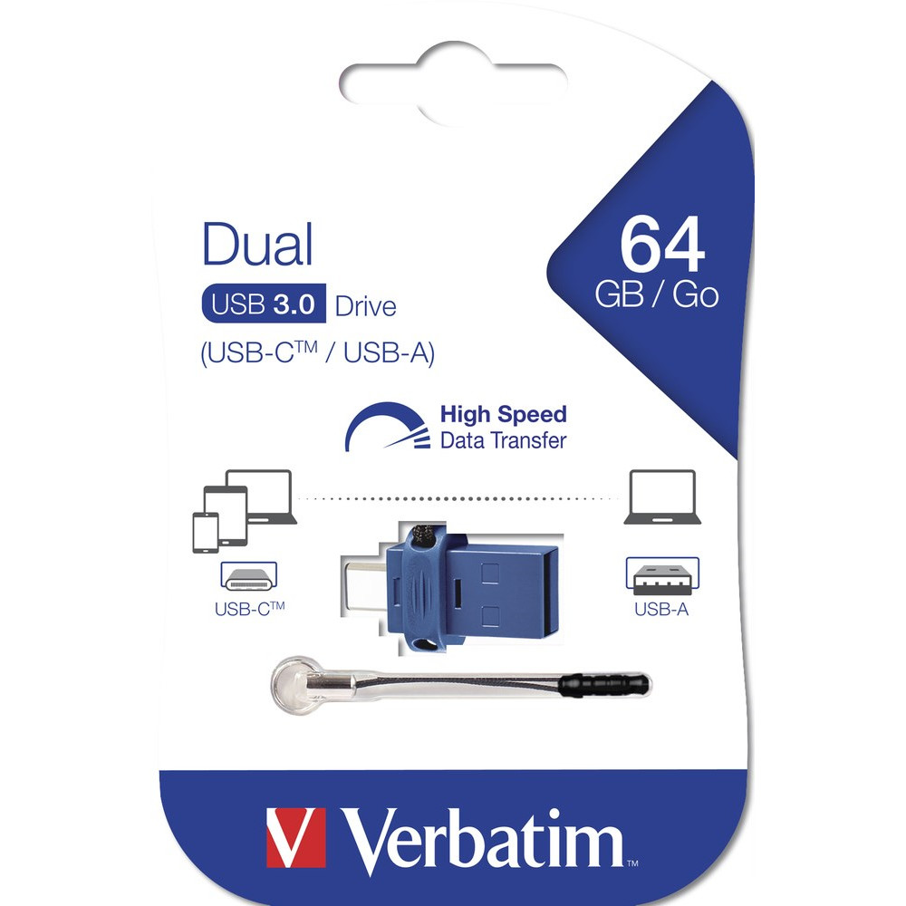 USB stik Verbatim Dual Drive USB 3.0/USB-C 64GB, Black