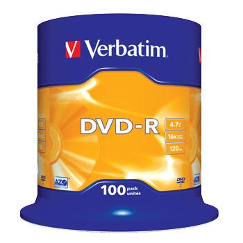 DVD skiver - Verbatim DVD-R 16x 4,7GB spindle - 100 stk