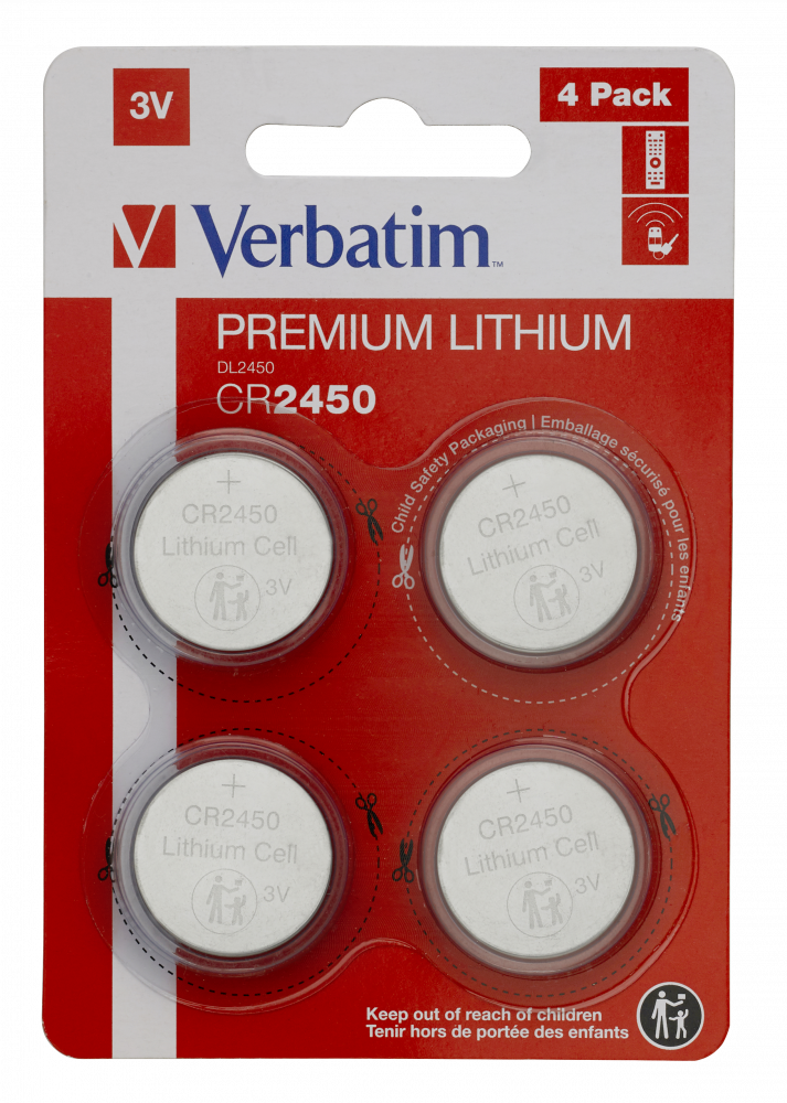Verbatim Lithium Battery CR2450 3V (4-Pack)