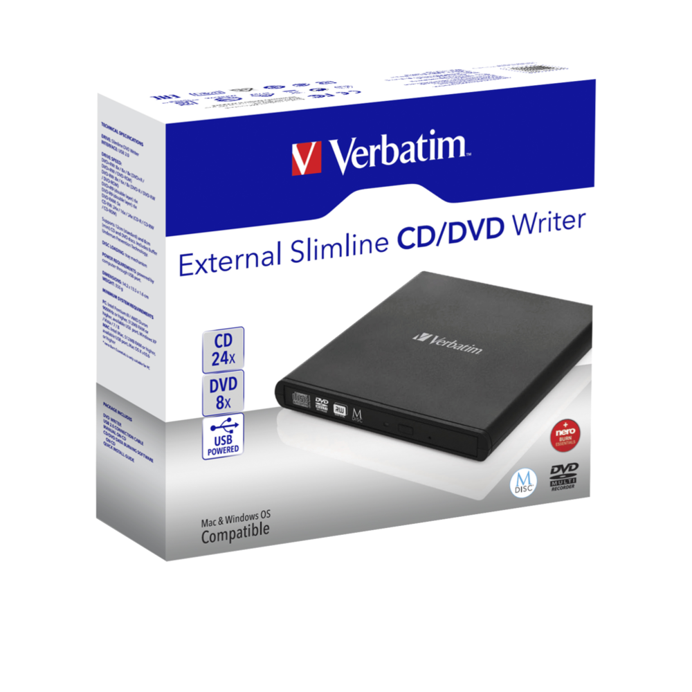 Verbatim Mobile DVD rewriter USB 2.0, Black