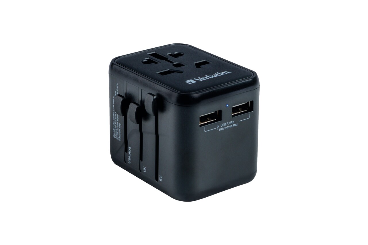 Rejseadapter - Verbatim Universal UTA-01 - 2xUSB - Global