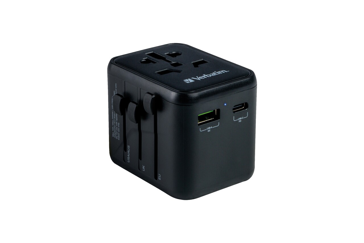 Rejseadapter Verbatim Universal UTA-02 PD20W QC 1xUSB 1xType-C