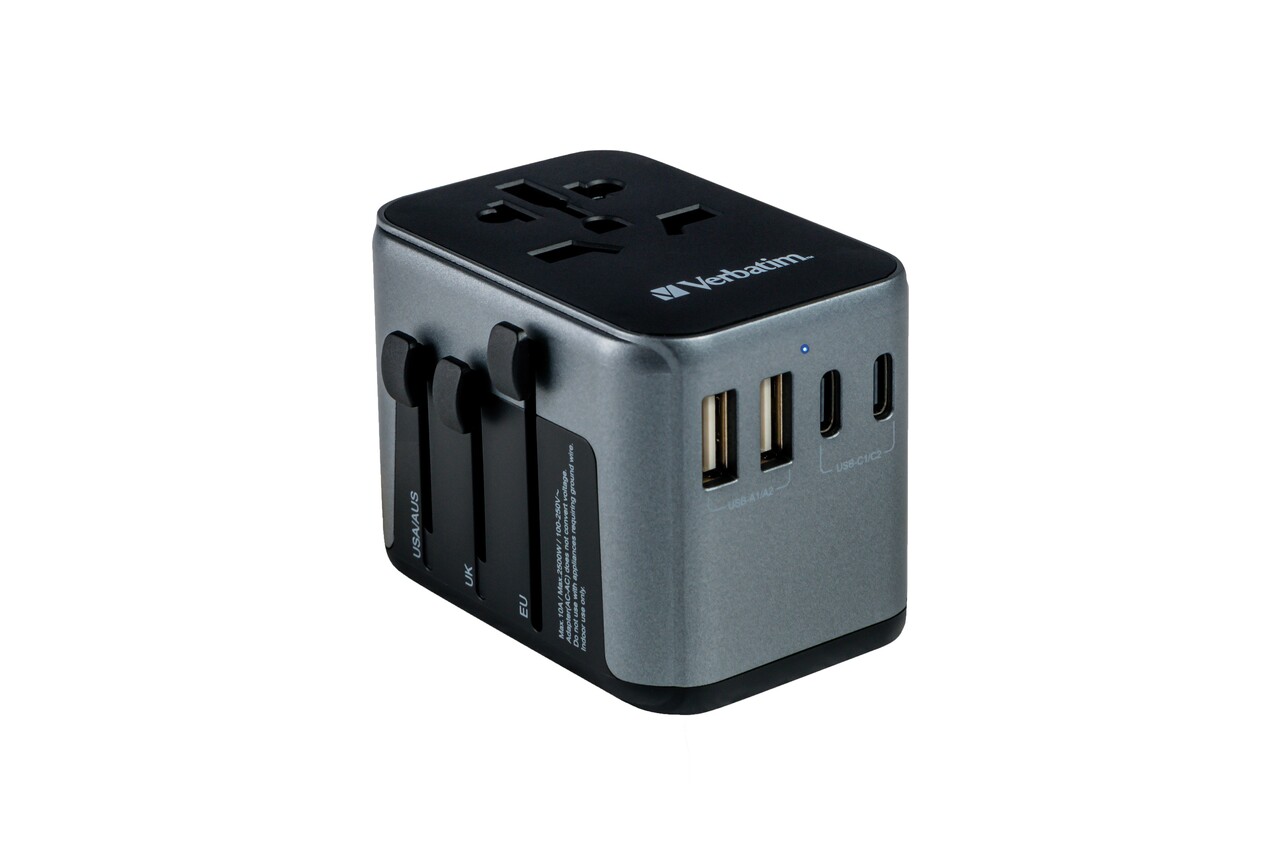 Rejseadapter Verbatim Universal UTA-03 PD30W QC 2xUSB 2xType-C