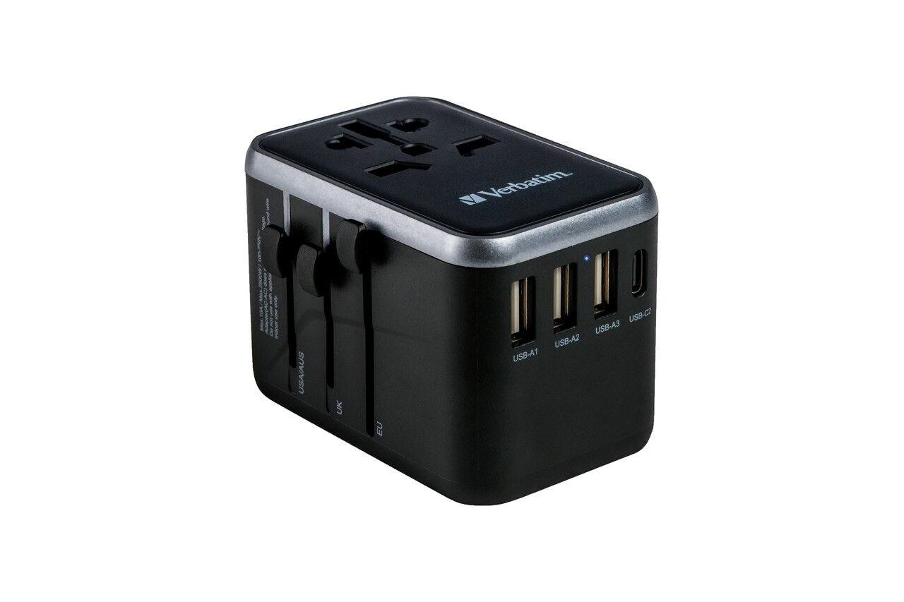 Rejseadapter Verbatim Universal UTA-04 PD61W QC 3xUSB 2xType-C