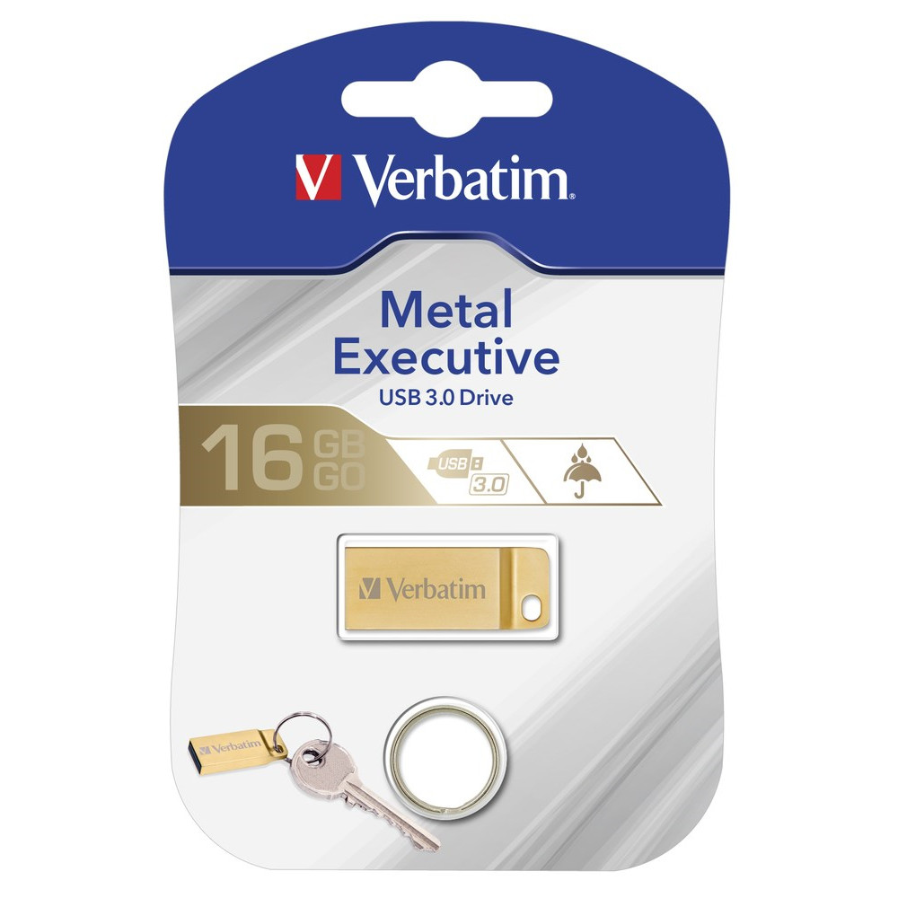USB-flashdrive - Verbatim Metal Executive - 16 GB - USB 3.0 - Guld