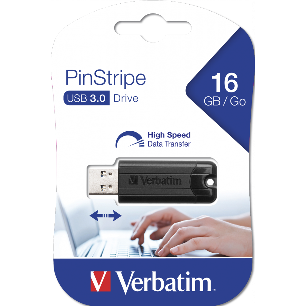 USB stik Verbatim USB 3.0 PinStripe 16GB, Black