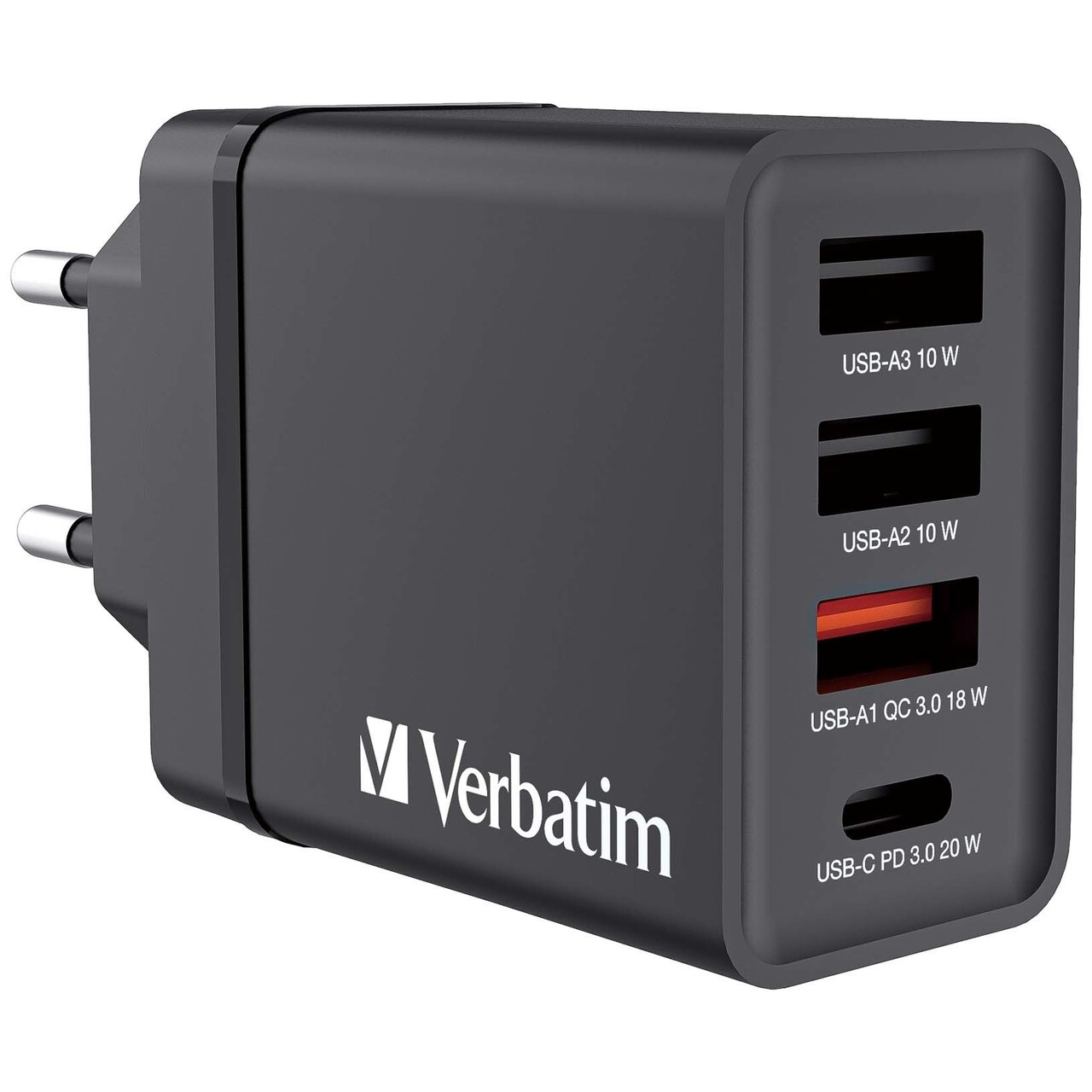Oplader - Verbatim - CHR-30EU1 - 4-port - USB-C - Sort