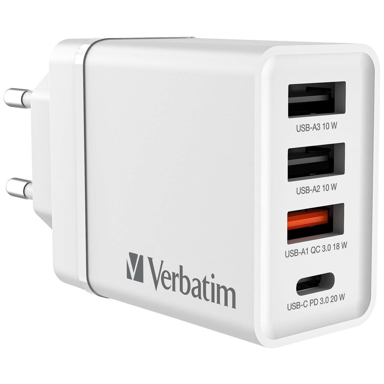Oplader - Verbatim - CHR-30EU2 - 4-port - USB-C - Hvid