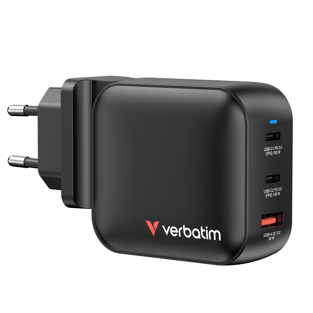 Vægoplader - Verbatim Mini GaN Charger 100W 3-port