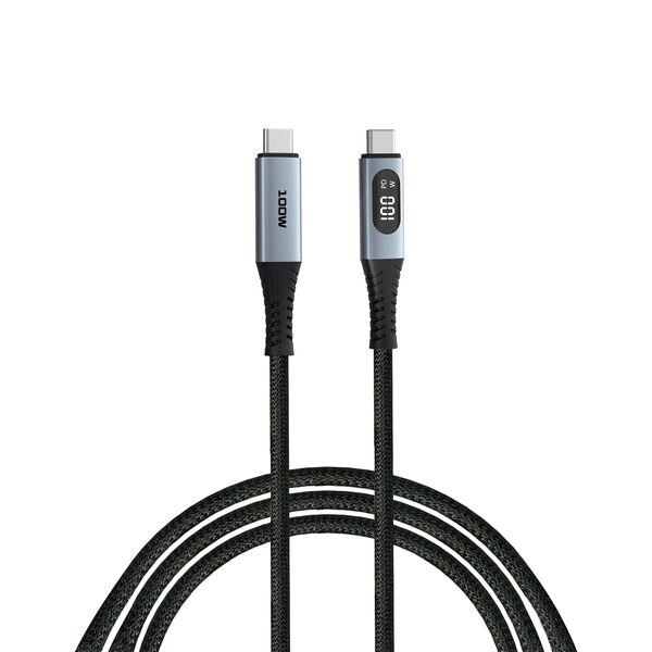 Oplader - Verbatim - Sync N Charge - USB C-USB C - 100W - Display - 1.2m - Sort