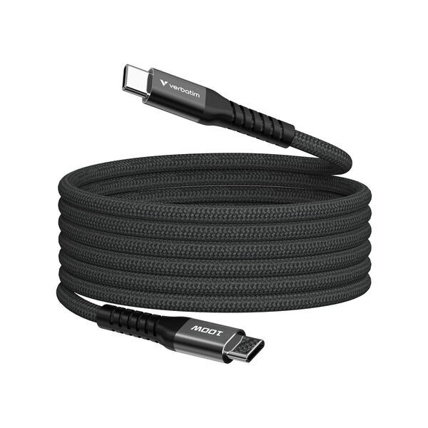Oplader - Verbatim - Sync N Charge - USB C-USB C - 100W - Magnetisk - 1.2m - Sort