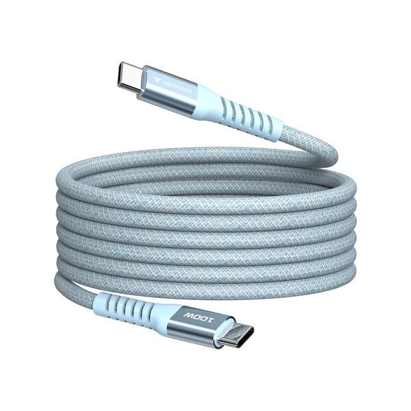 Oplader - Verbatim - Sync N Charge - USB C-USB C - 100W - Magnetisk - 1.2m - Blå