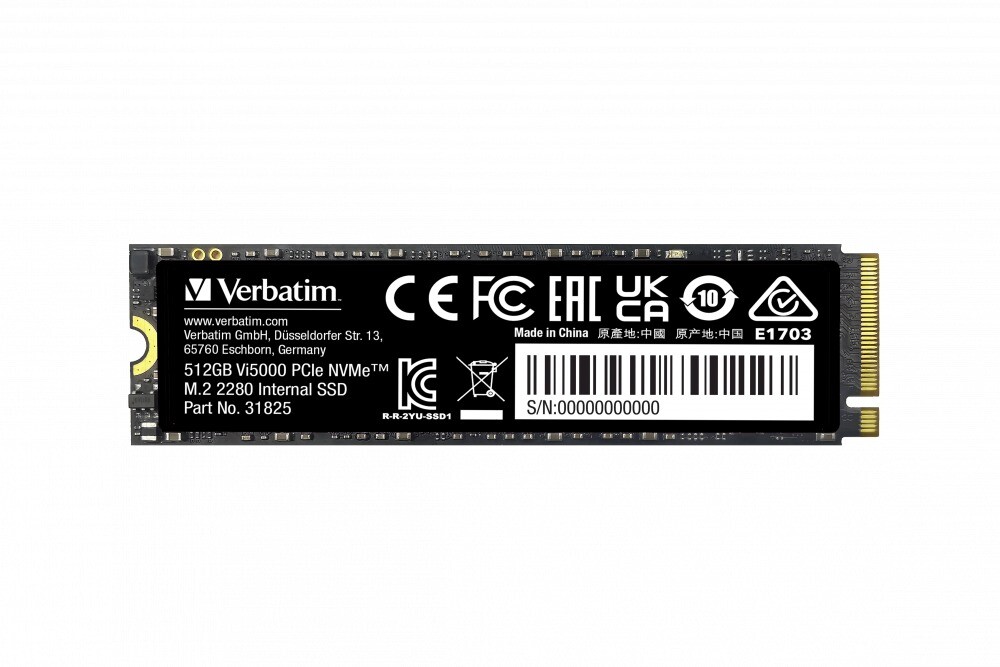 SSD harddisk, Verbatim, Vi5000 Internal PCIe NVMe M.2 SSD, 512 GB
