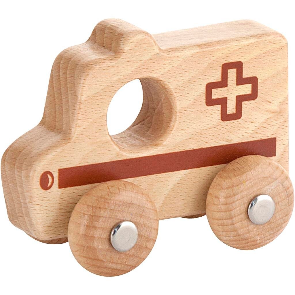 Træbil ambulance VIGA H: 4,2 cm L: 9 cm B: 7,5 cm