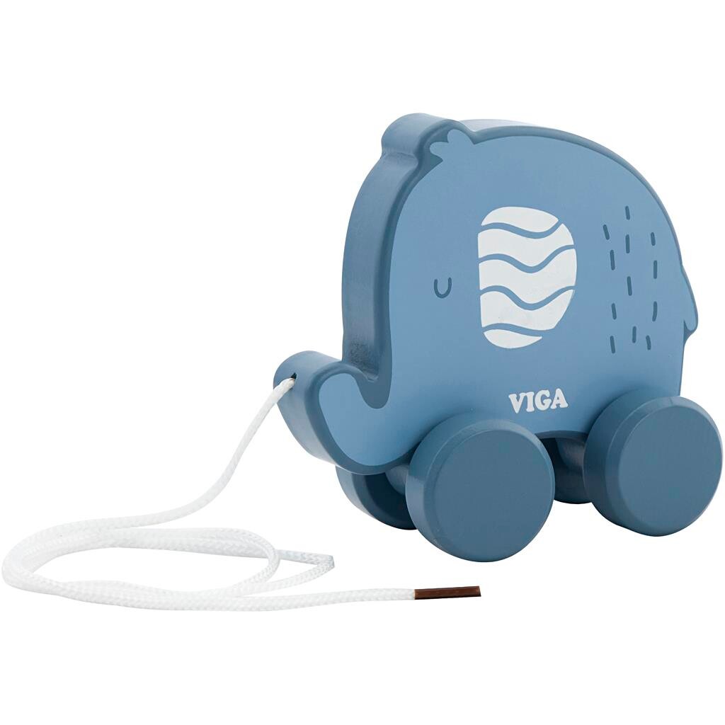 Trælegetøj træk-elefant VIGA str. 11 cm blå