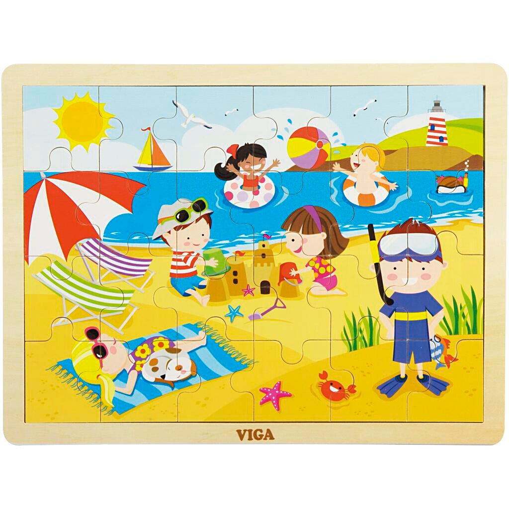 Træpuslespil årstider sommer VIGA str. 30x22,5 cm - 24 brikker