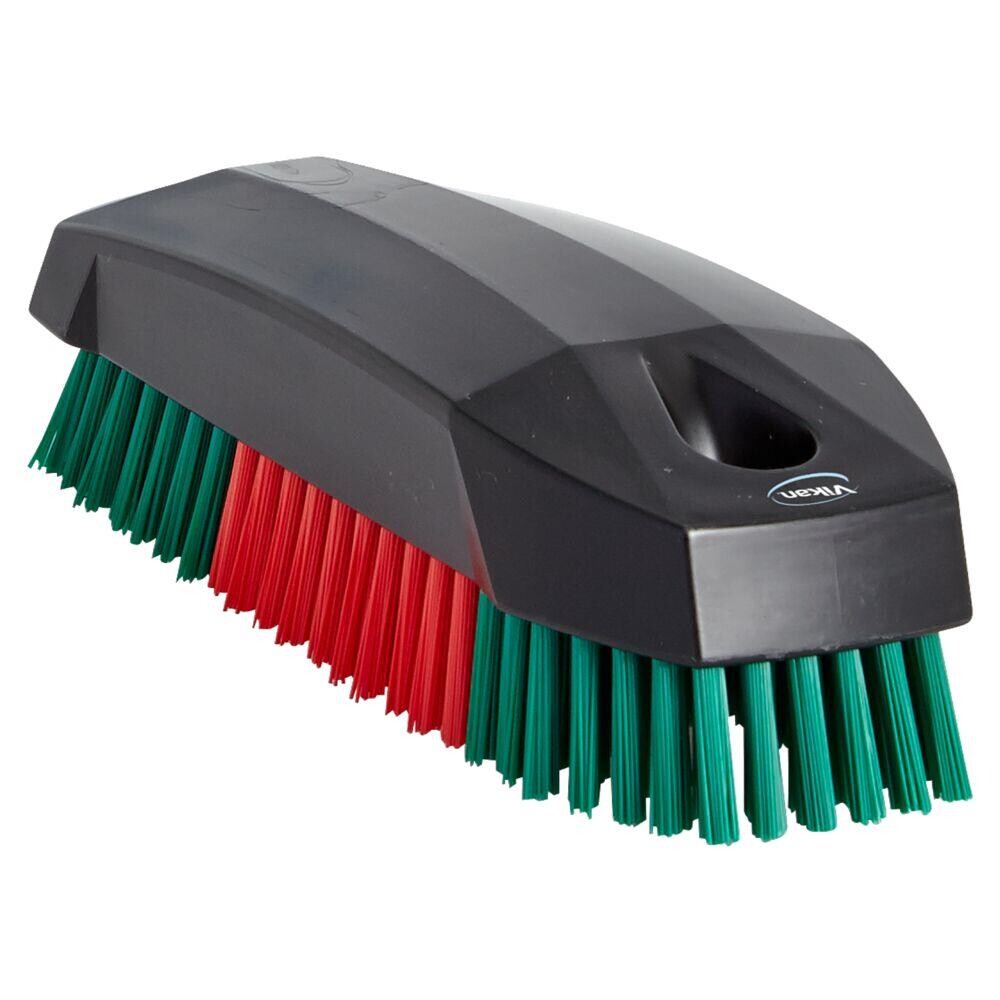 Vikan Classic, stiv, med røde/grønne filamenter, sort, 4,50 x 12 cm,