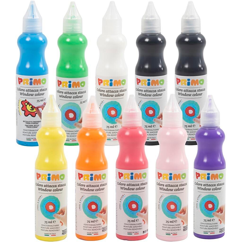 Vinduesmaling, ass. farver, 10x75 ml/ 1 pk.