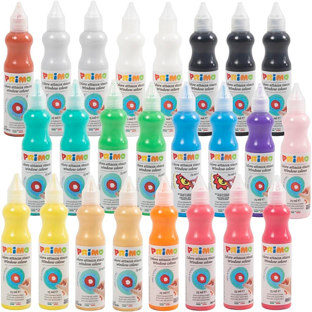 Vinduesmaling, ass. farver, 24x75 ml/ 1 pk.