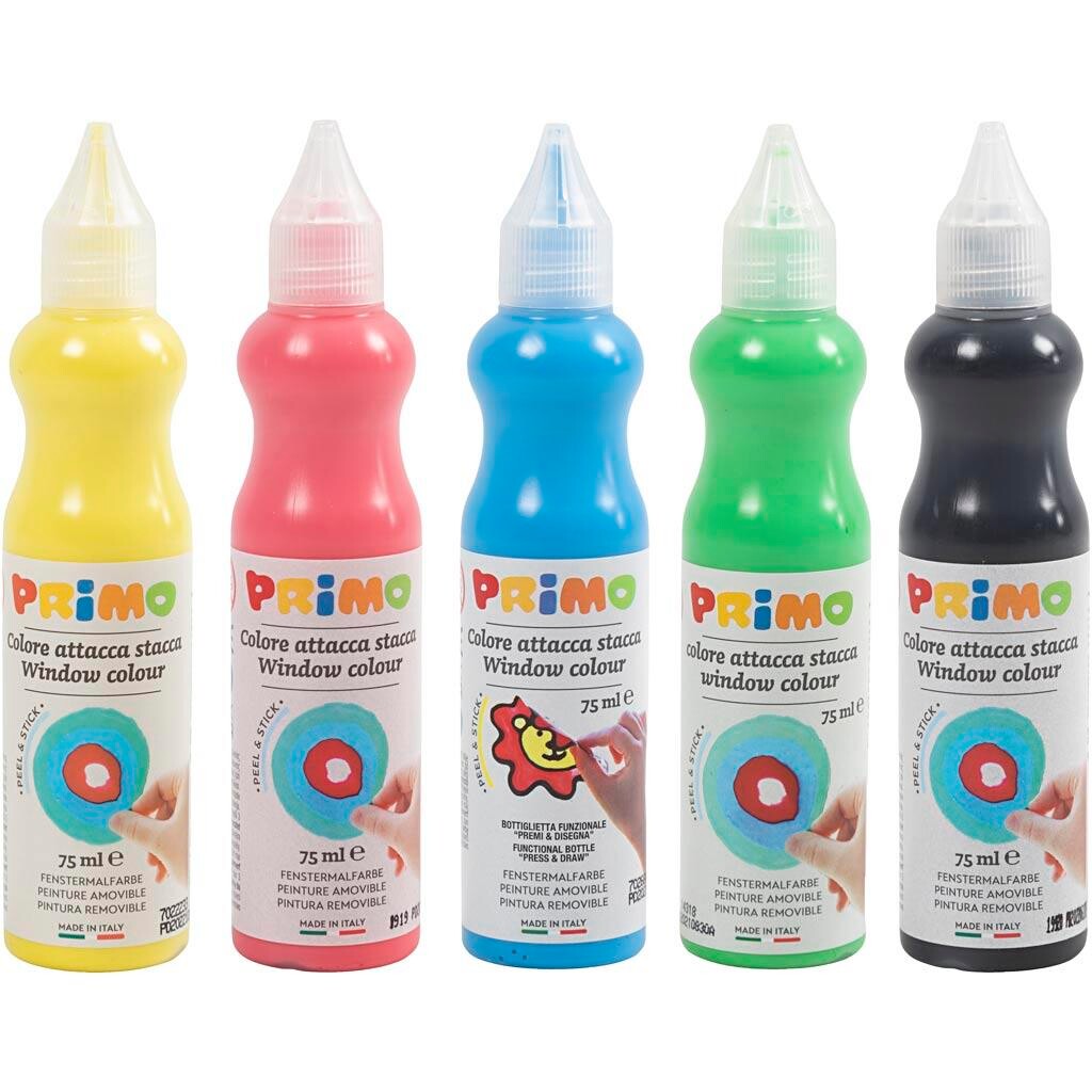Vinduesmaling - Primo Assorterede Farver 5x75ml - 1 pk