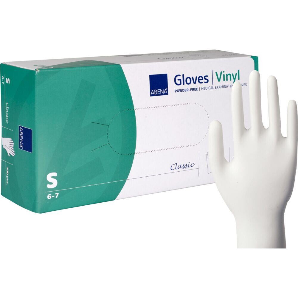 Undersøgelseshandsker - ABENA Classic S - Klar vinyl - Pudderfri - 100 stk