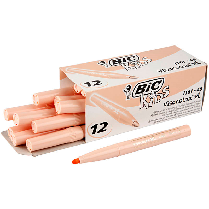 Tusch - Visa Color 3mm - Lys hudfarvet - 12 stk
