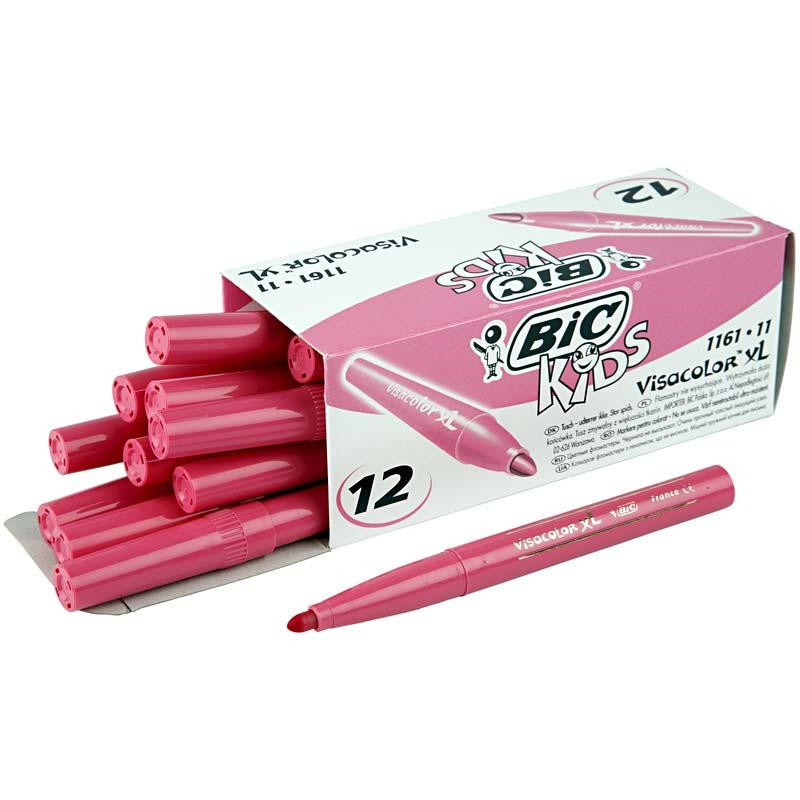 Visa Color tusch, stregtykkelse: 3 mm, pink, 12stk.