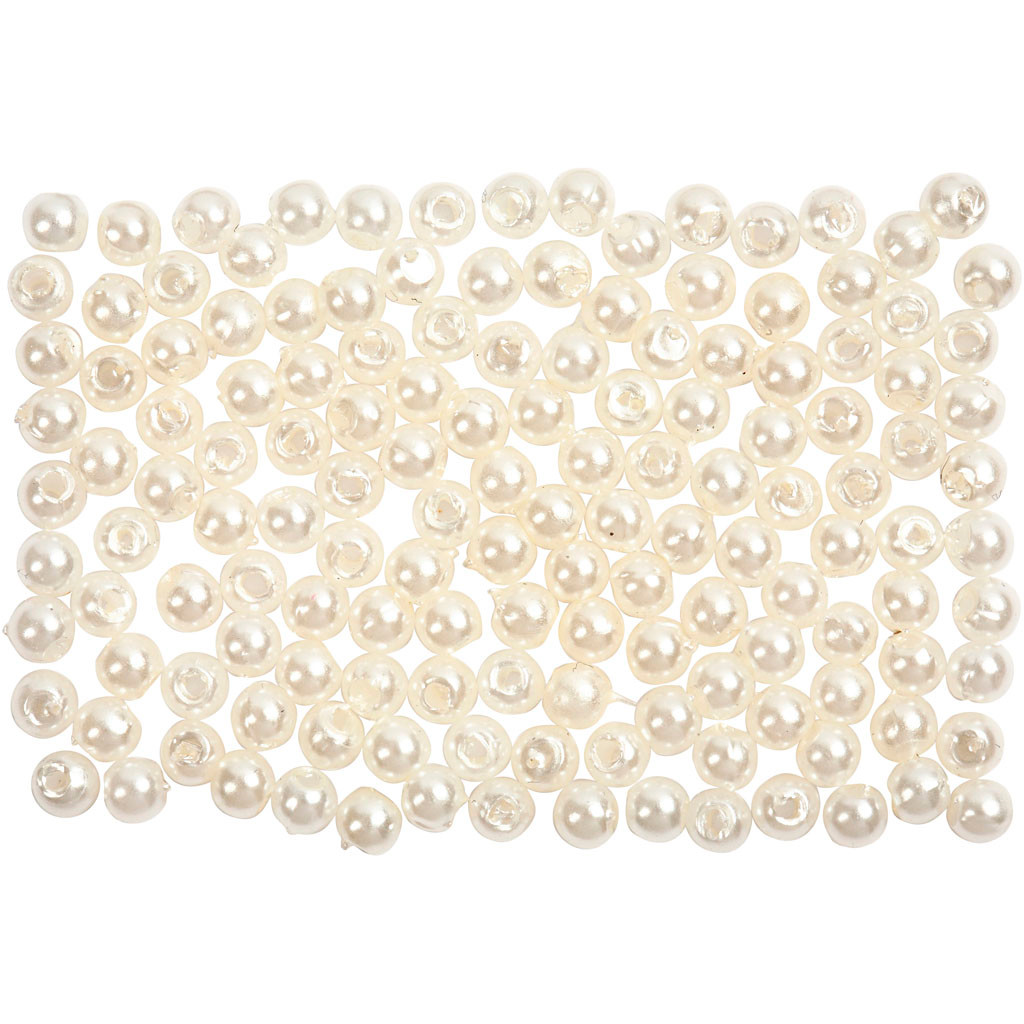 Voksperler, diam. 3 mm, hulstr. 0,7 mm, perlemor, 150stk.
