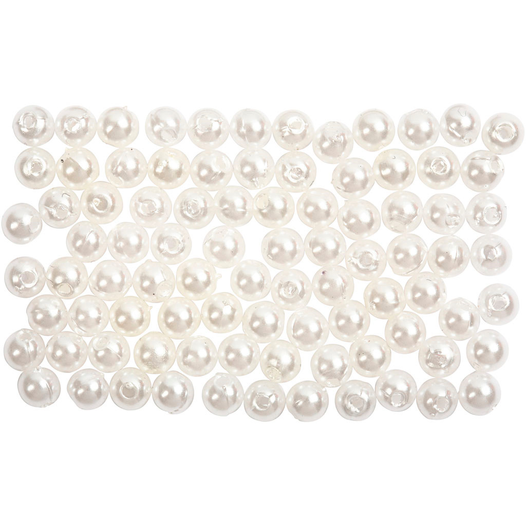 Voksperler, diam. 4 mm, hulstr. 0,7 mm, perlemor, 150stk.
