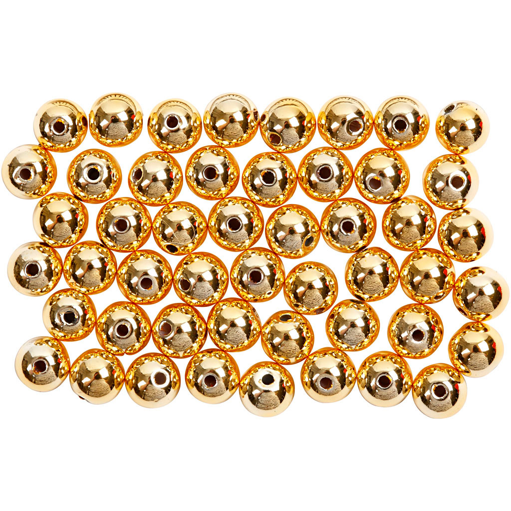 Voksperler, diam. 5 mm, hulstr. 0,7 mm, guld, 100stk.