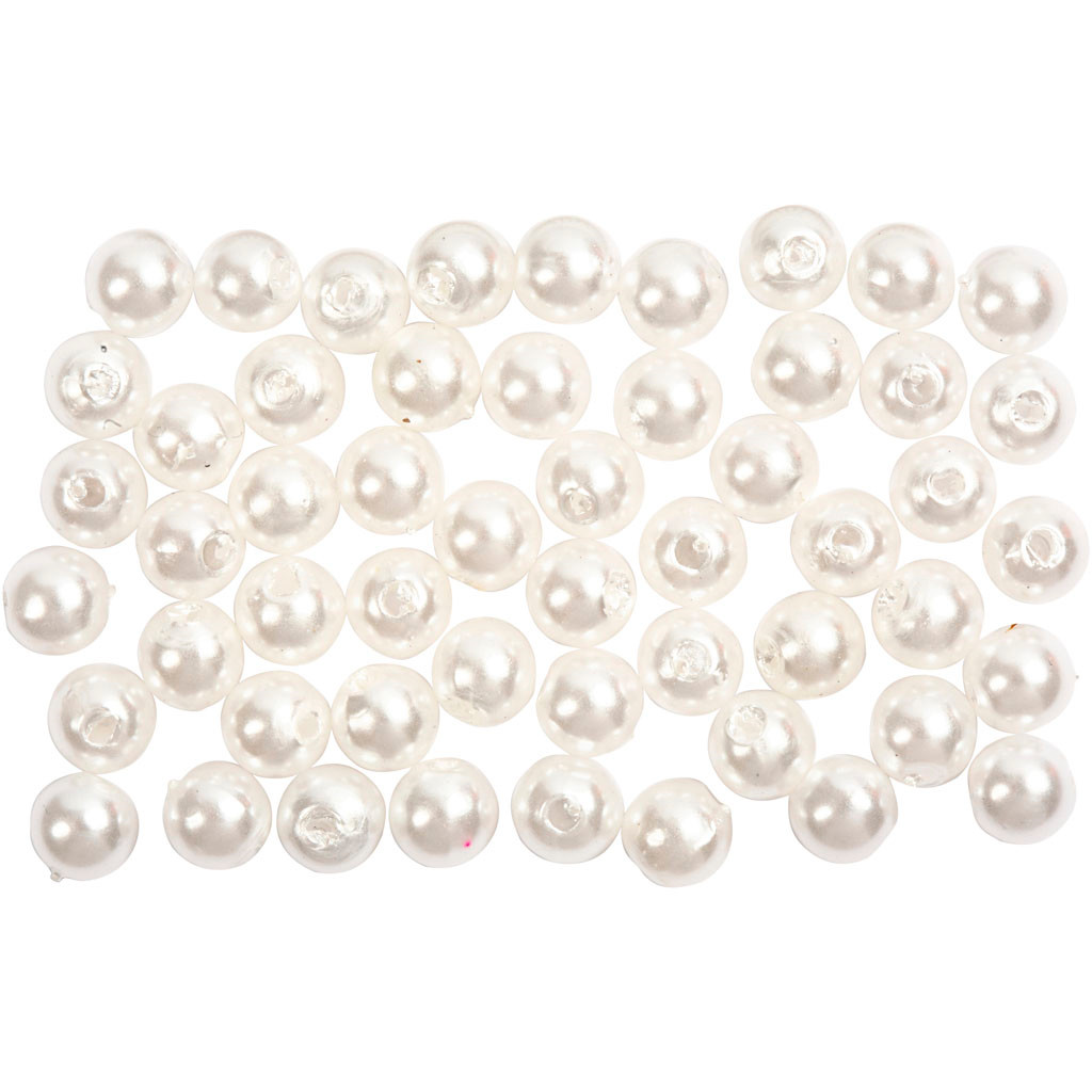 Voksperler, diam. 5 mm, hulstr. 0,7 mm, perlemor, 100stk.