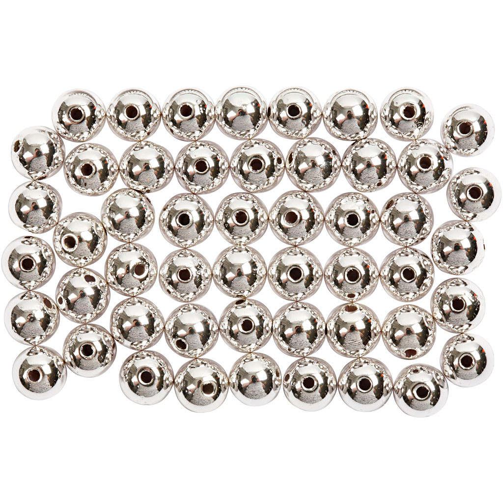 Voksperler, diam. 5 mm, hulstr. 0,7 mm, sølv, 100stk.