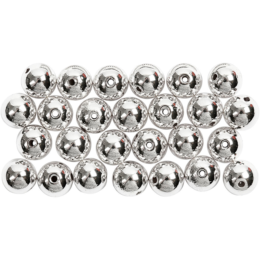Voksperler, diam. 8 mm, hulstr. 1 mm, sølv, 50stk.