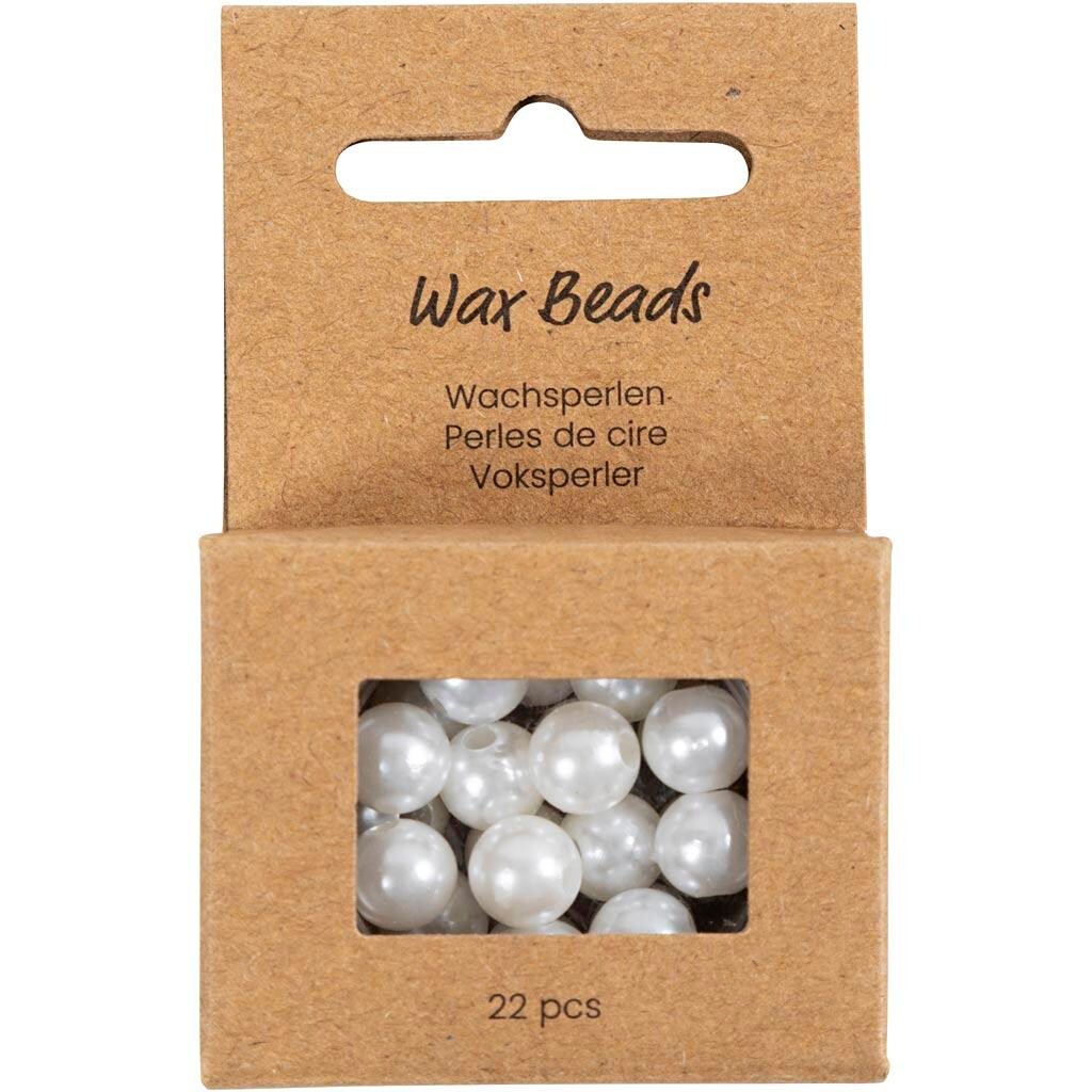 Voksperler, diam. 8 mm, hulstr. 2,3 mm, perlemor, 22stk./ 1 pk.