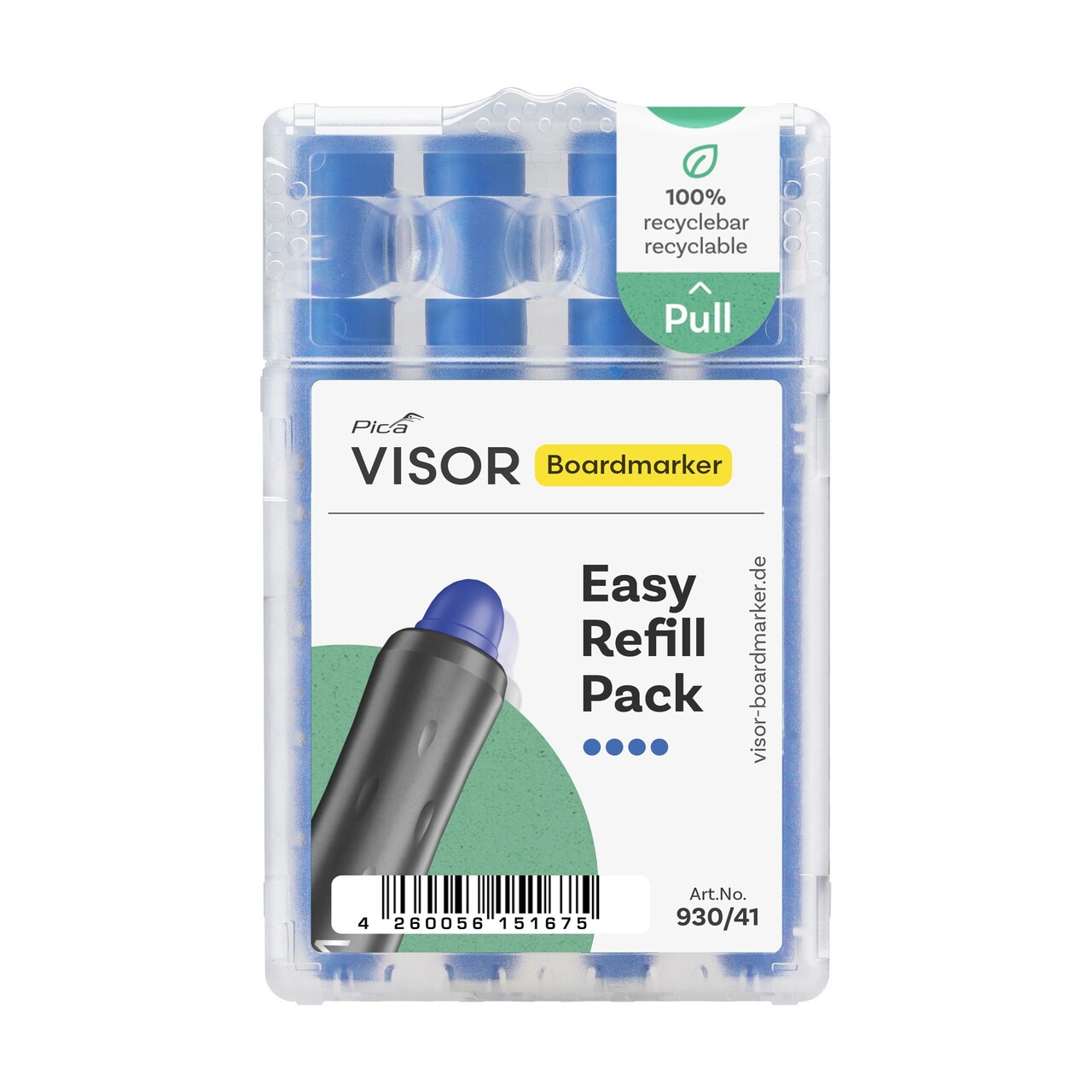 Whiteboard marker Pica-Marker VISOR, Easy refill, blå (4)