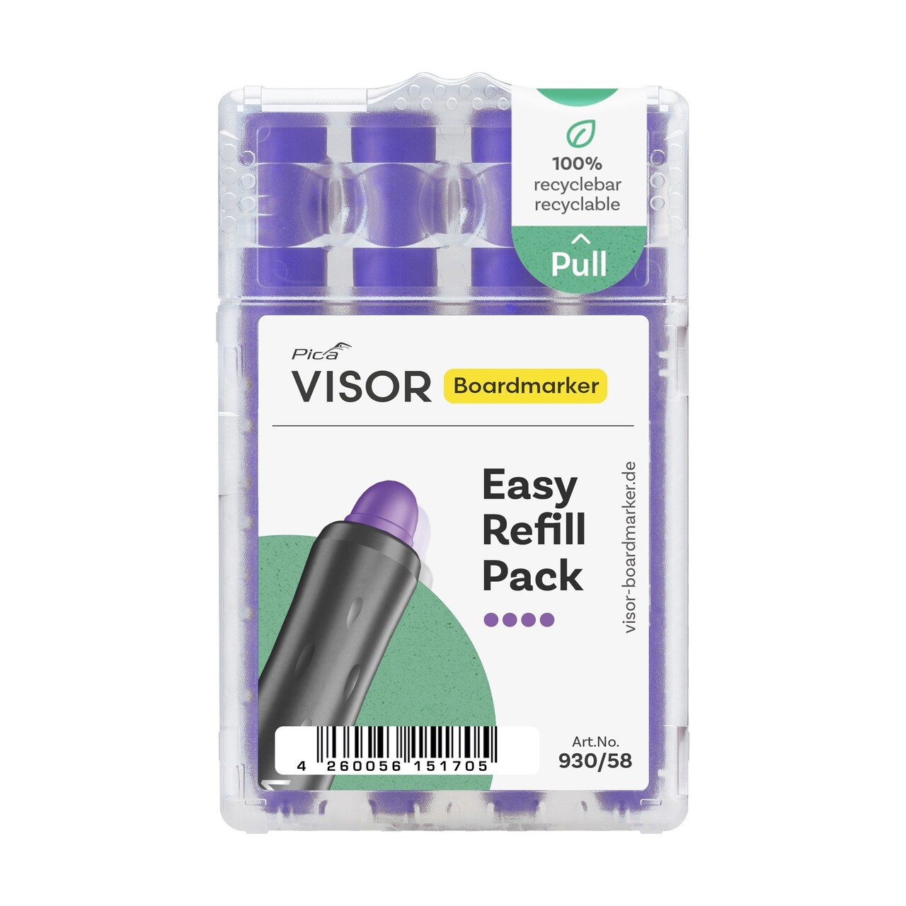 Whiteboard marker Pica-Marker VISOR, Easy refill, lilla (4)