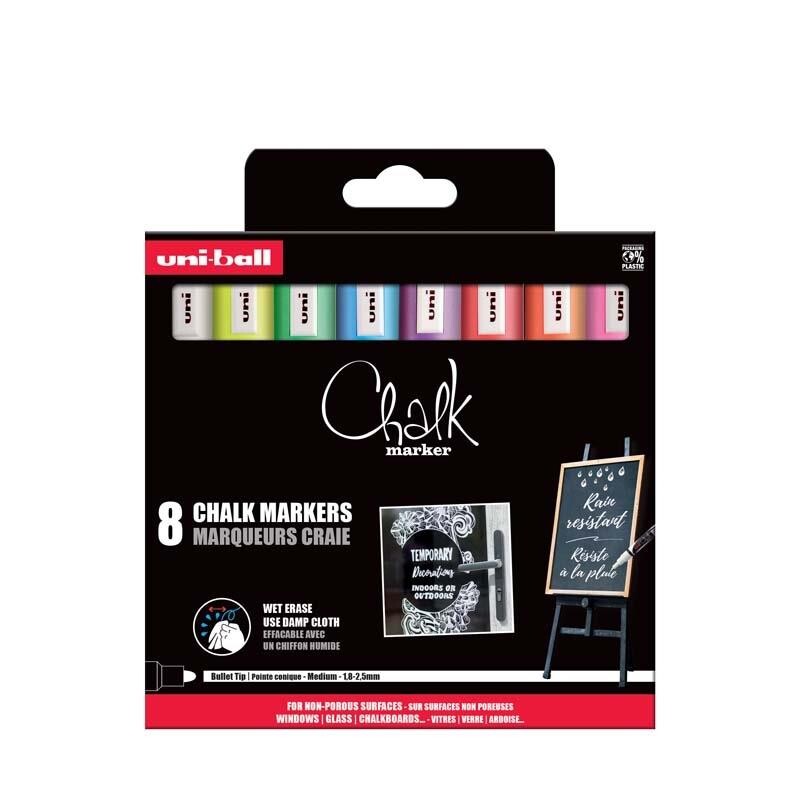 Kridttusch – Uni Chalk Marker PWE-5M – 2,5 mm – Assorterede farver – 8 stk