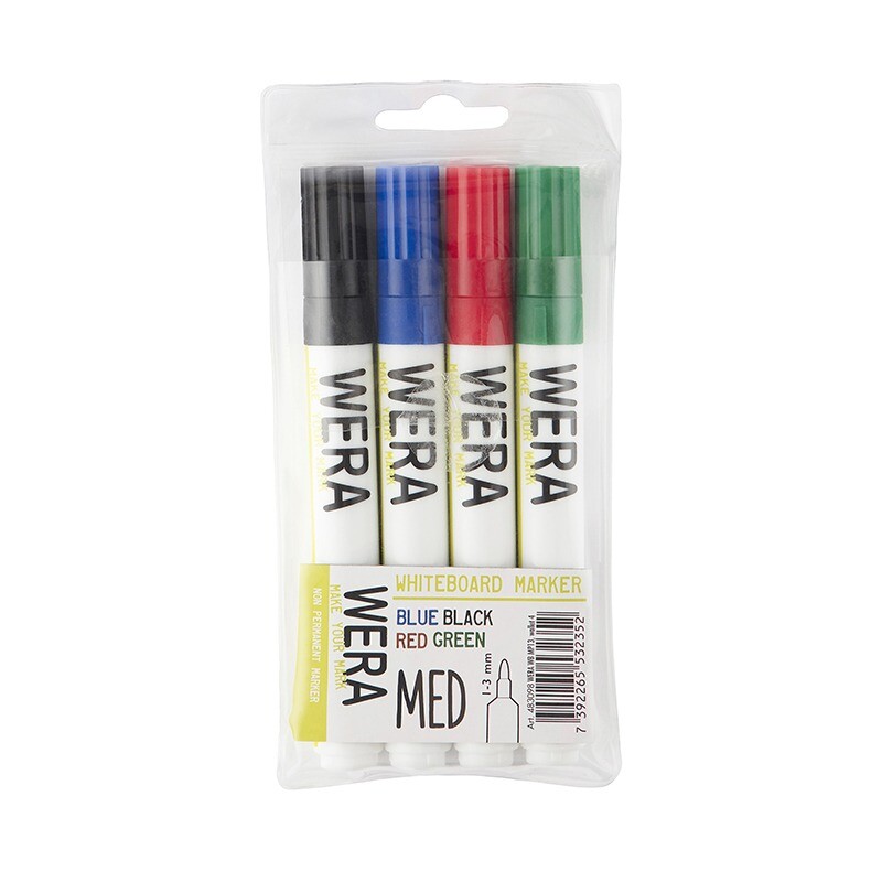 Whiteboardmarker WERA office assorteret farver 4st/sæt