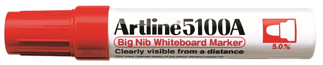 6 stk. Whiteboardpenna Artline 5100A BIG rød